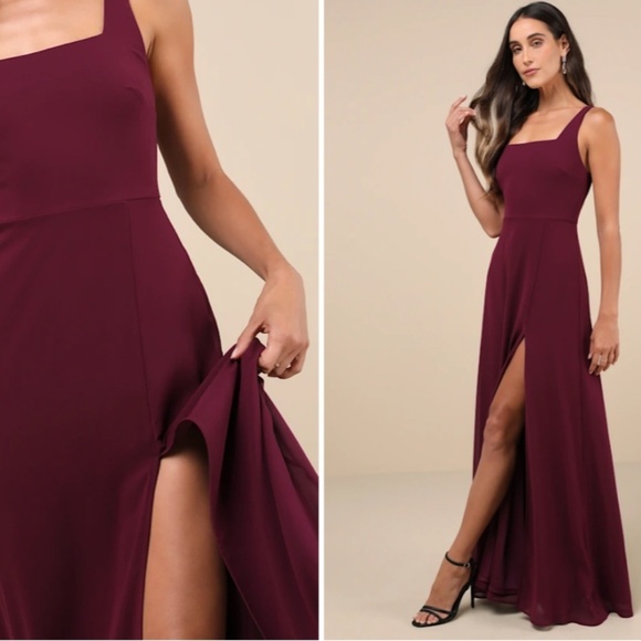 LULUS Sexy Prom Wedding Bridesmaid Romantic Flowy Elegant Chiffon Maxi Dress - Picture 3 of 5